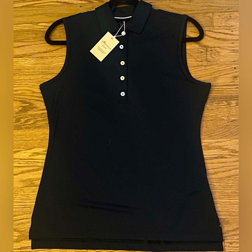 Black sleeveless polo